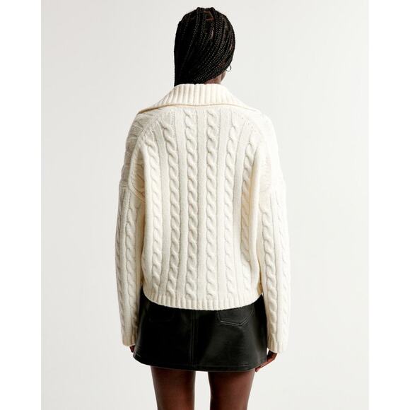 Abercrombie & Fitch Cable Notchneck Sweater Grey - S - Picture 6 of 6